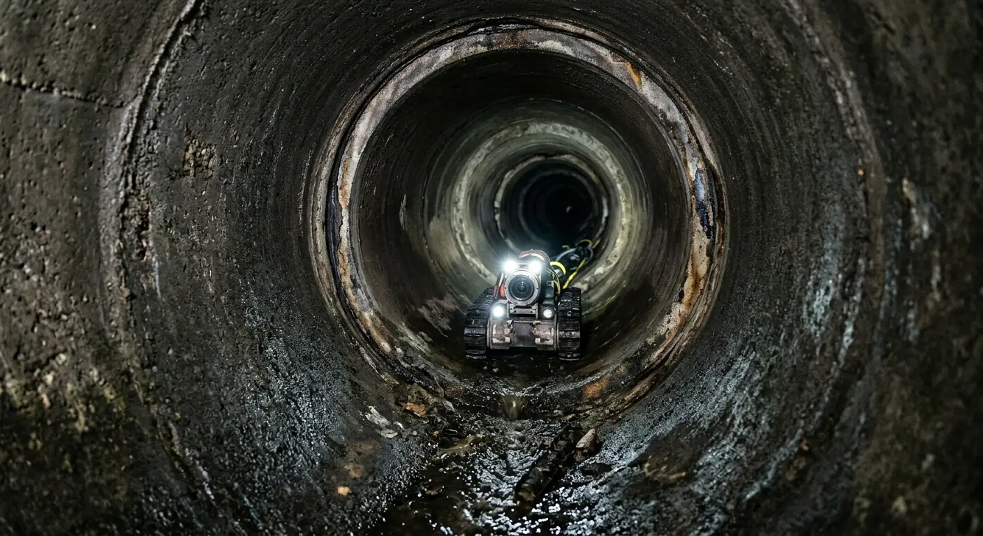 Robotic sewer camera inspecting pipe interior for Sewer Line Cleaning in El Paso